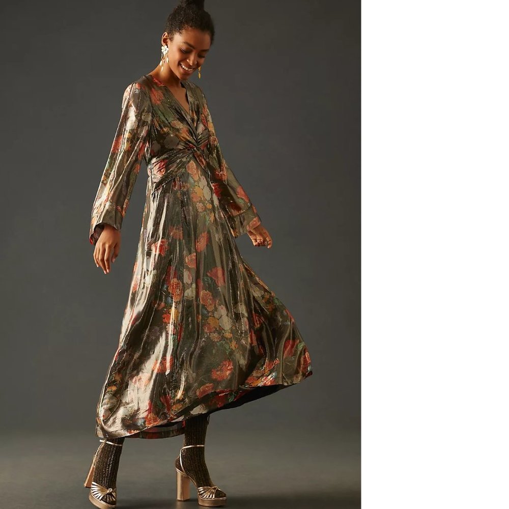 Anthropologie Caballero Deep V-Neck Maxi Dress new with tag